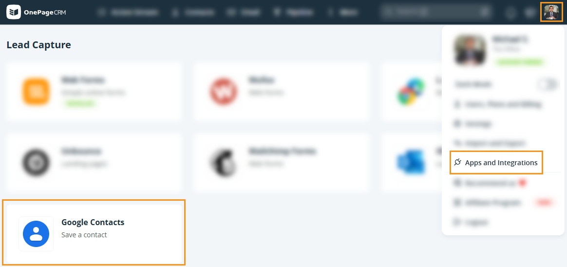 Apps and Integration | Google contacts