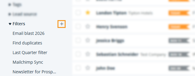 Action Stream | Filters dropdown and filter
