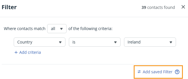 Filter | Add saved Filter
