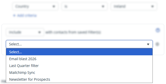 Filter | Add saved Filter | Choose filter from dropdown