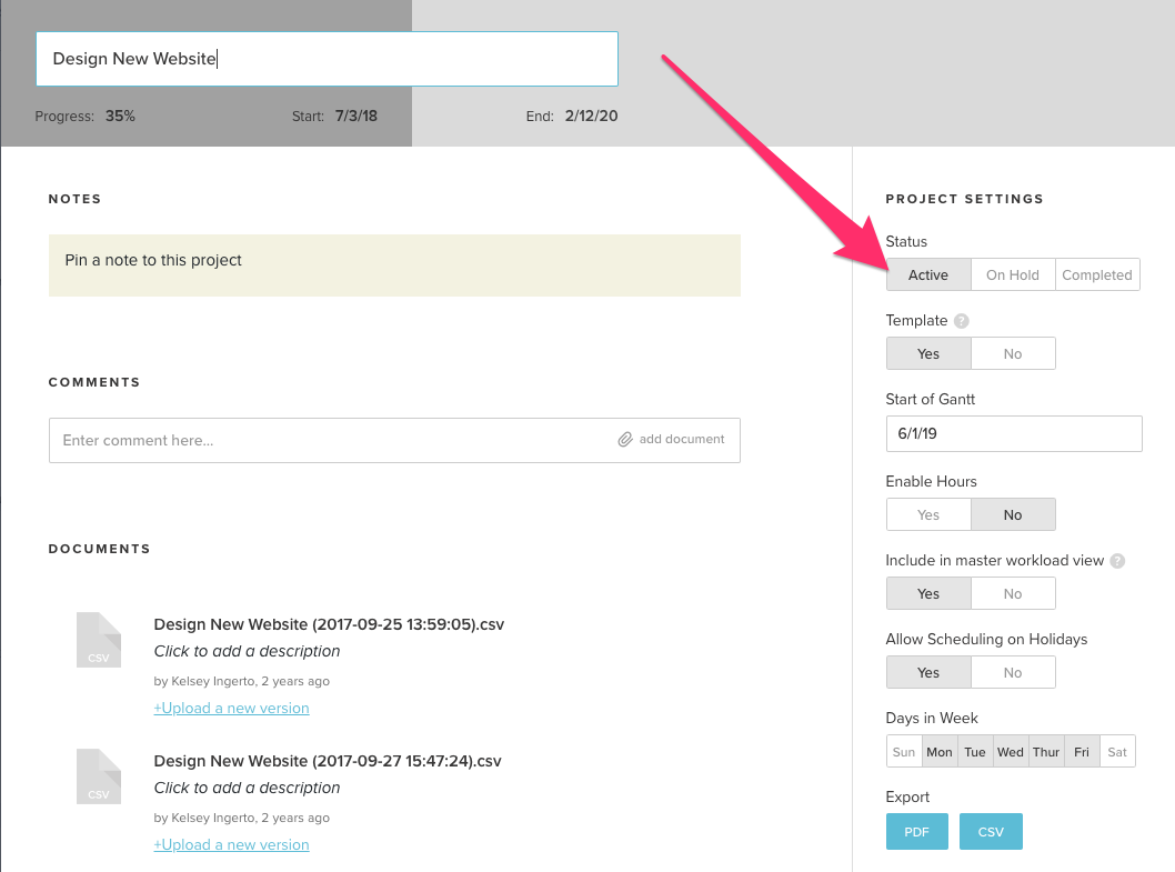 Update Your Project s Status Getting Started With TeamGantt