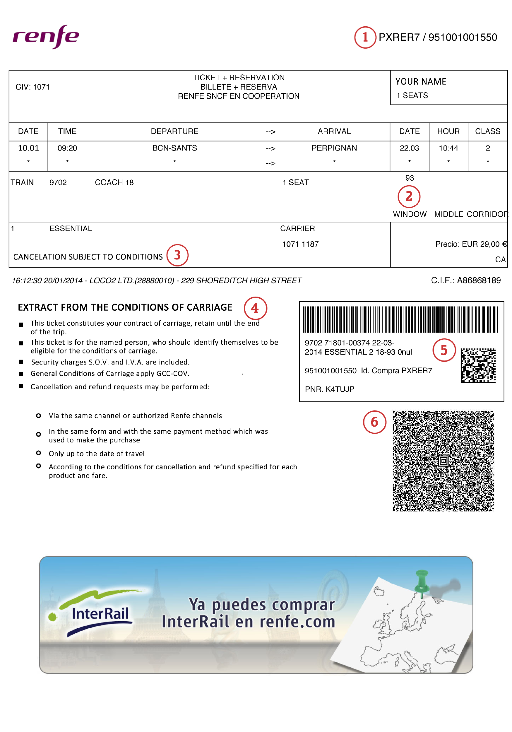 Understanding your Spanish train ticket - Loco2 Help