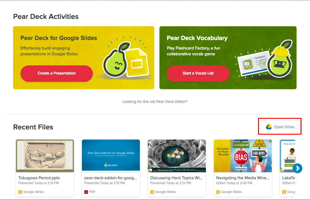 can i present another type of file pear deck knowledge base