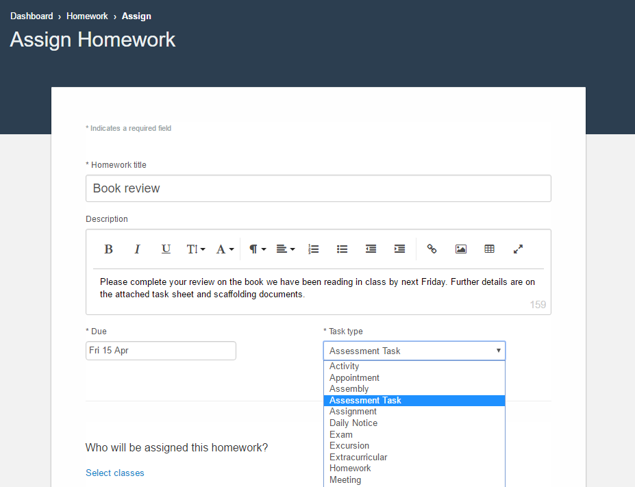 Online homework assignments image