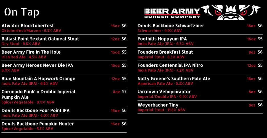 Dazzling TV Menu Examples BeerMenus Help Center
