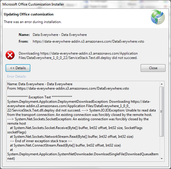 Error: There was an error during installation 1