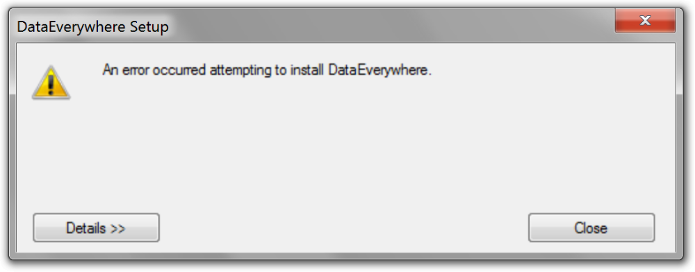 Error: An error occurred attempting to install DataEverywhere 1