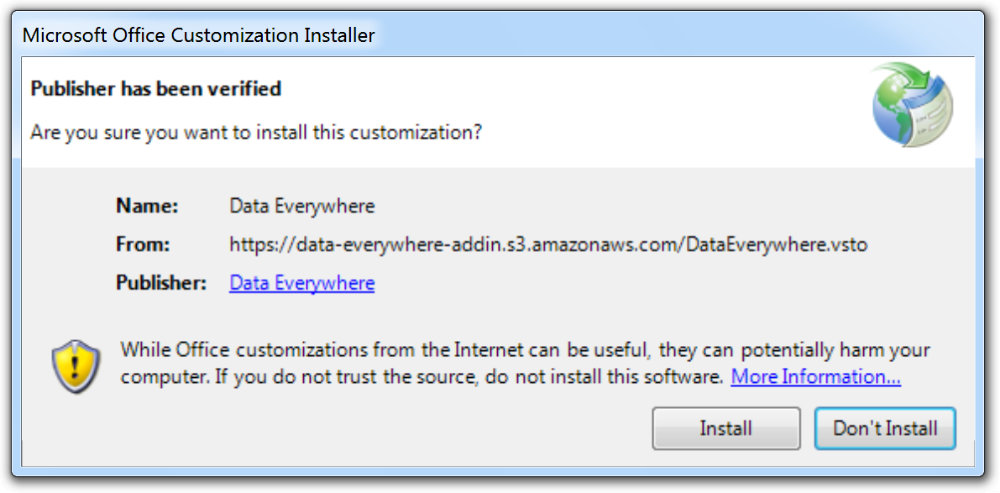 Installing the Excel Add-In 6