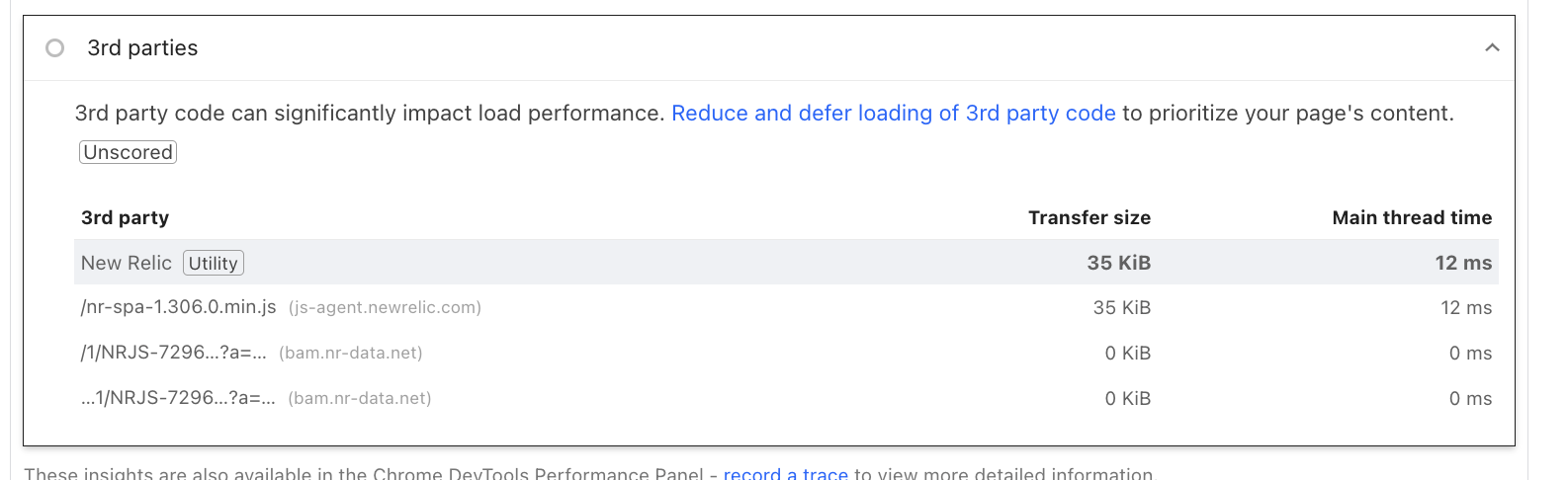 3rd Parties - PageSpeed Insights