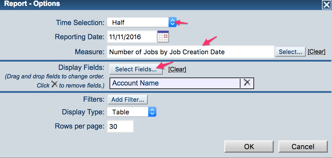 sample report number of jobs by account moraware sample time frame