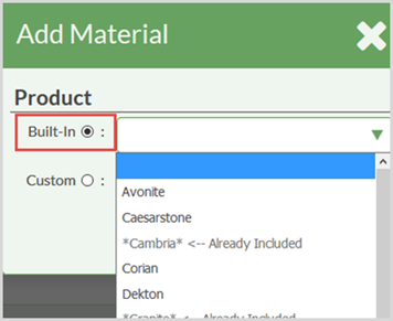 Built In Material List