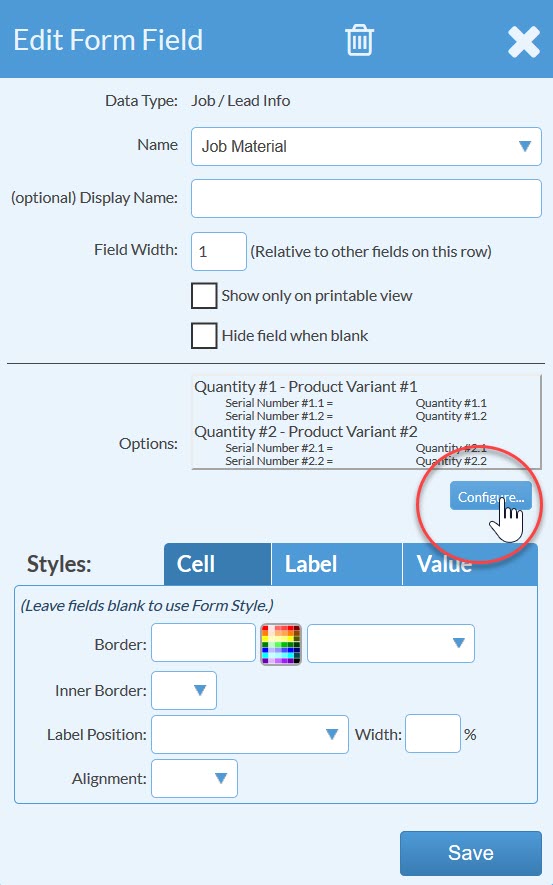 Show Serial Number On A Job Form Moraware Systemize Knowledge Base