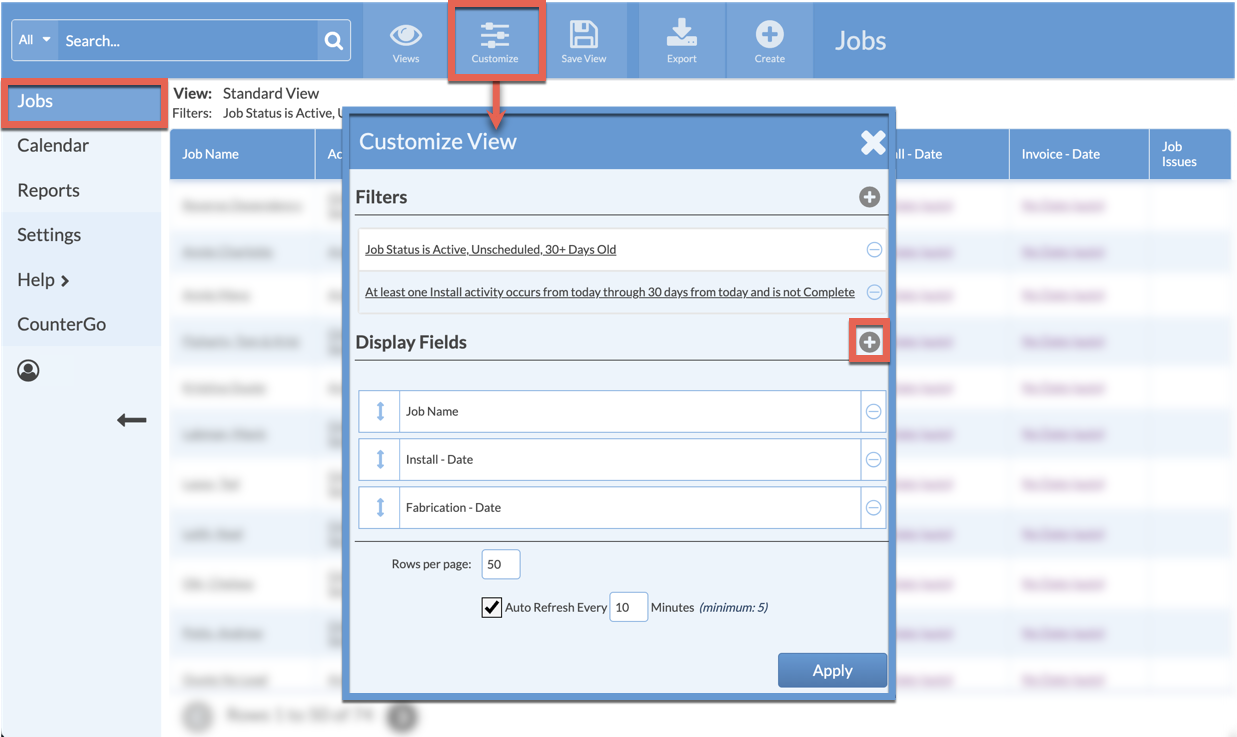 add display fields to a job view