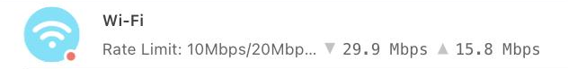 Wi-Fi connection with a rate limit applied