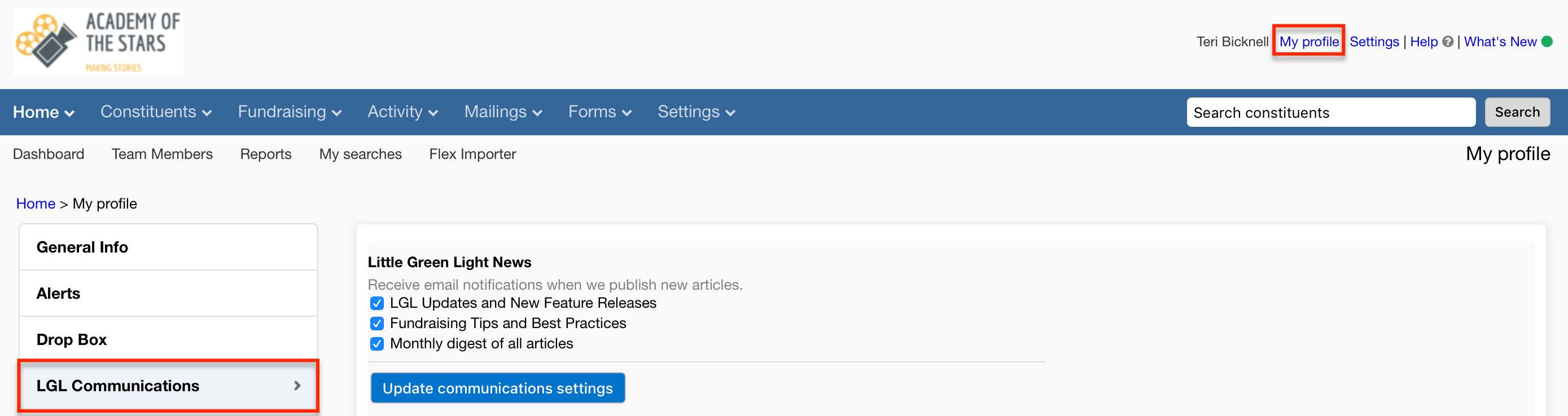 Managing the communications you receive from Little Green Light Little Green Light Knowledge Base