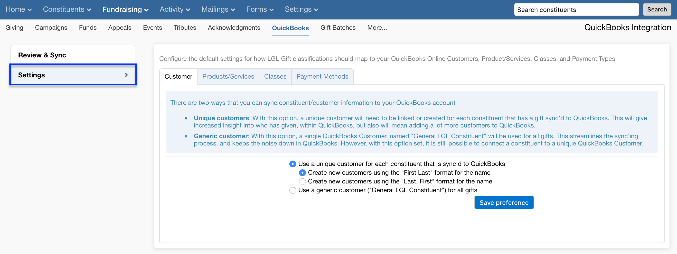 QuickBooks integration Sync gifts from LGL to your QuickBooks Online account Little Green