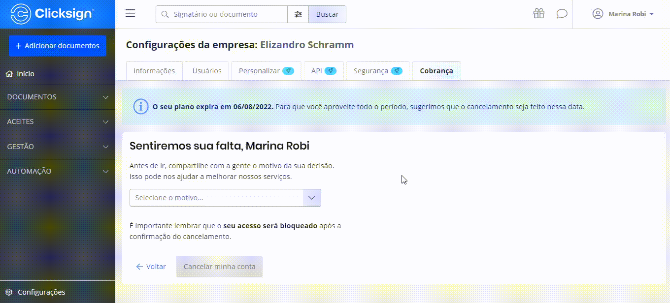 Como cancelar a conta? - Ajuda