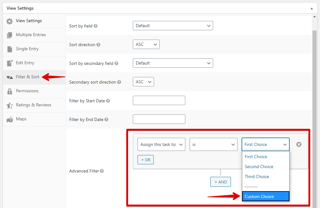 View Settings metabox with the