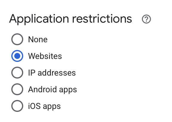 Application restrictions setting, with 