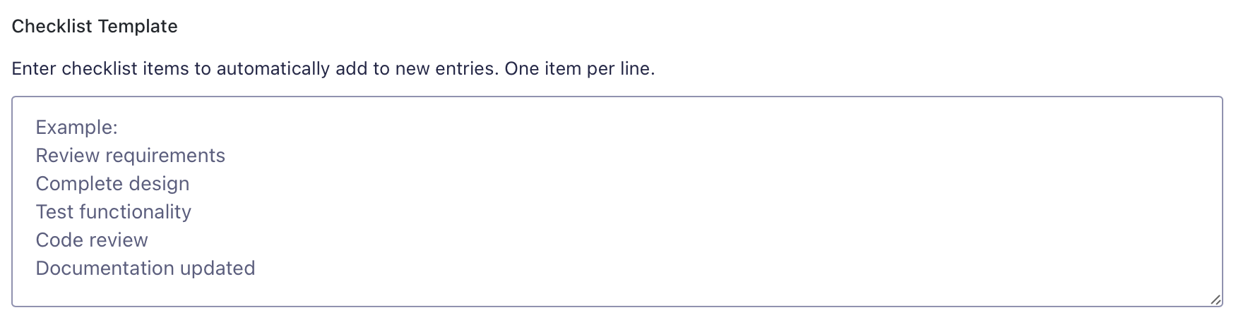 The Checklist Template setting in GravityBoard
