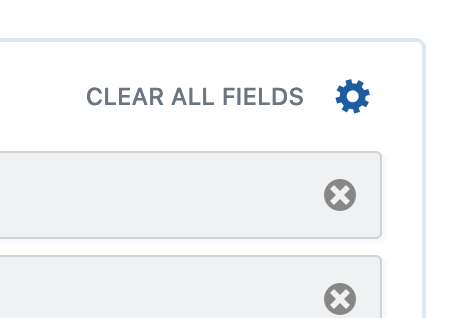 A gear icon next to a 'Clear All Fields' link