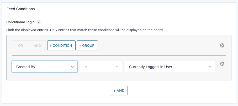 Conditional Logic configured to filter by logged-in user
