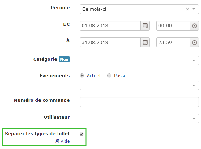 Rapport des ventes de billets - e-guma Support Français