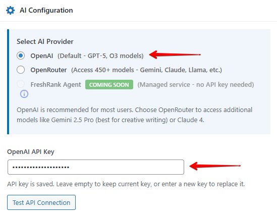 Add OpenAI API key to FreshRank