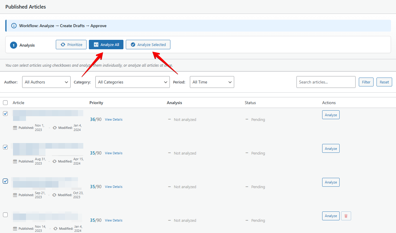 How to start bulk analysis