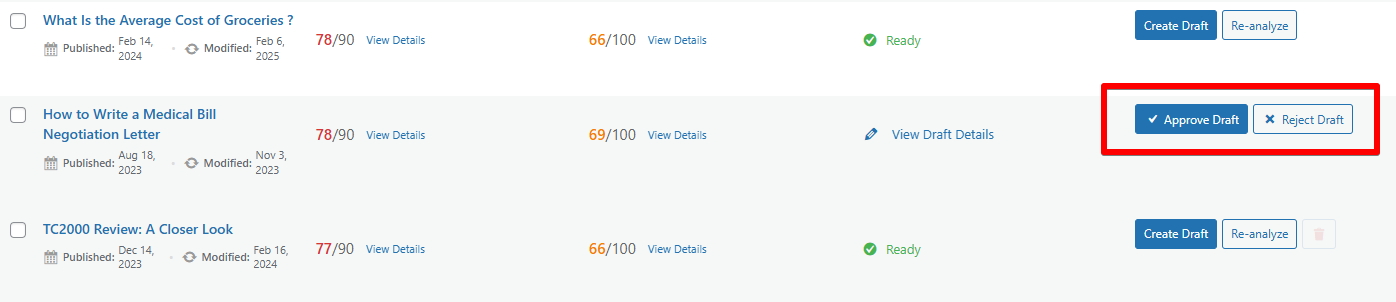 Approve or reject a draft