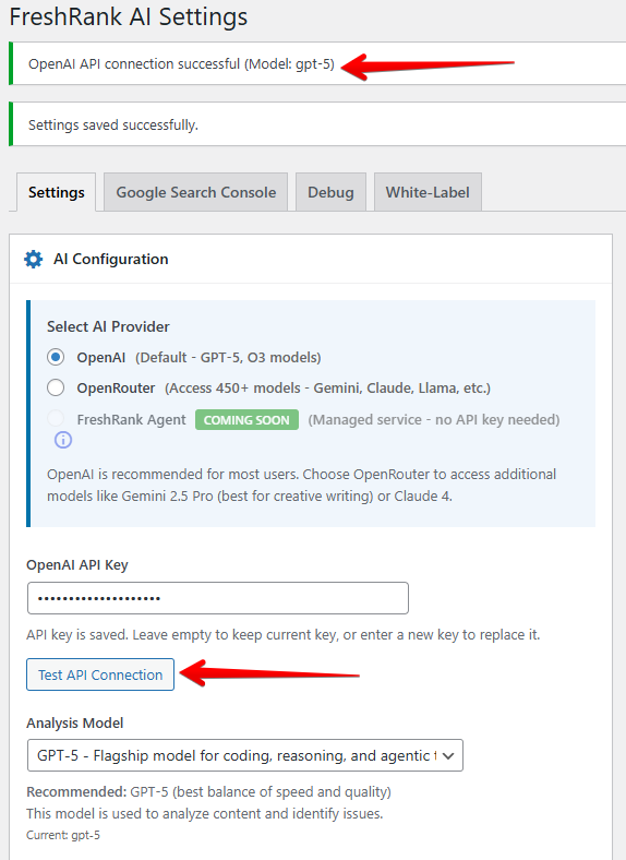 Test OpenAI connection