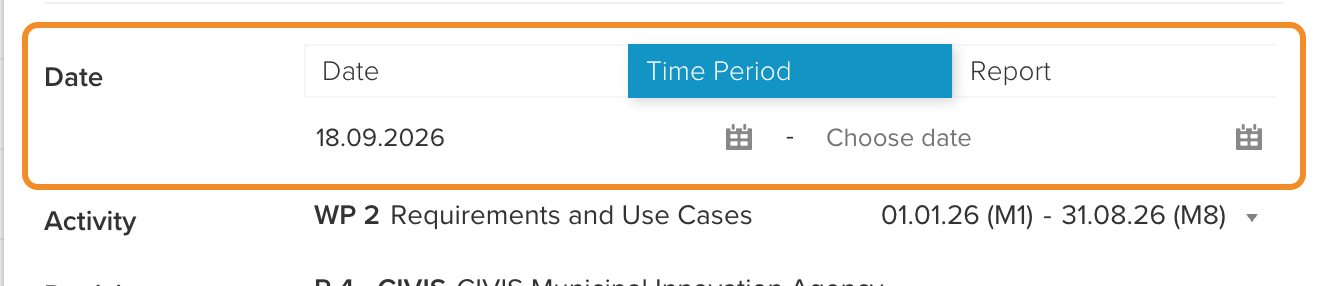 The Date, Time Period and Report options