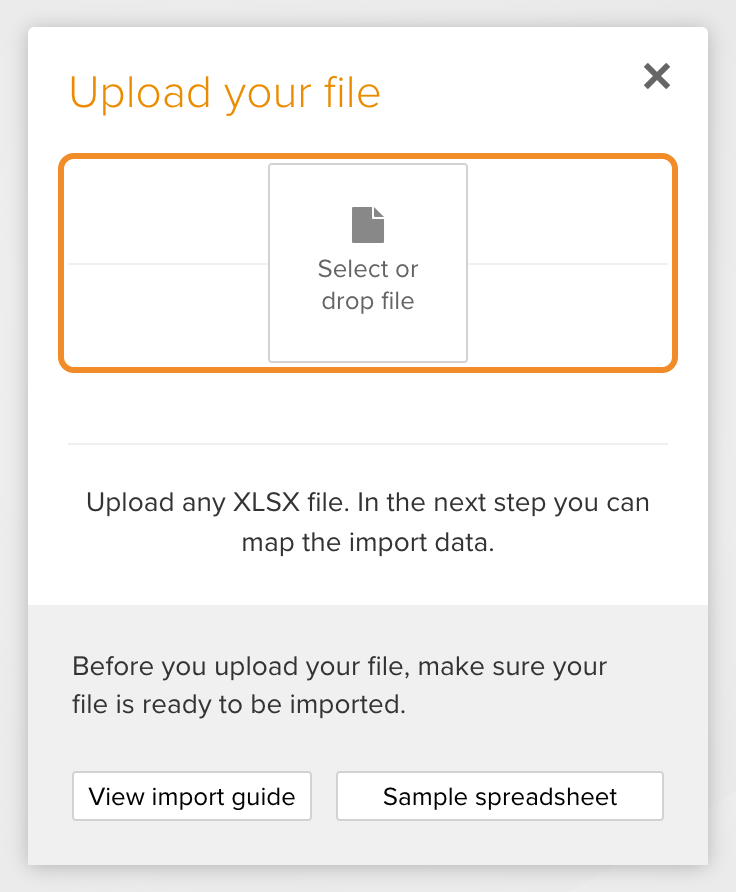 Select or drop file area