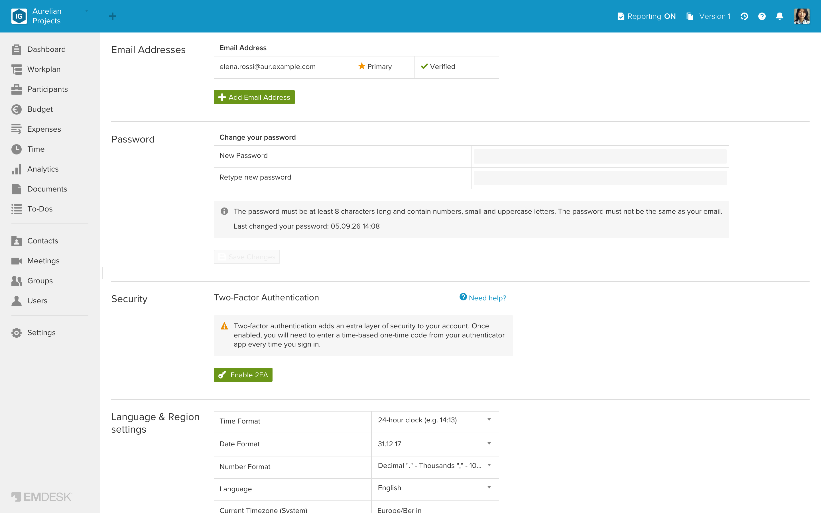 Manage email addresses
