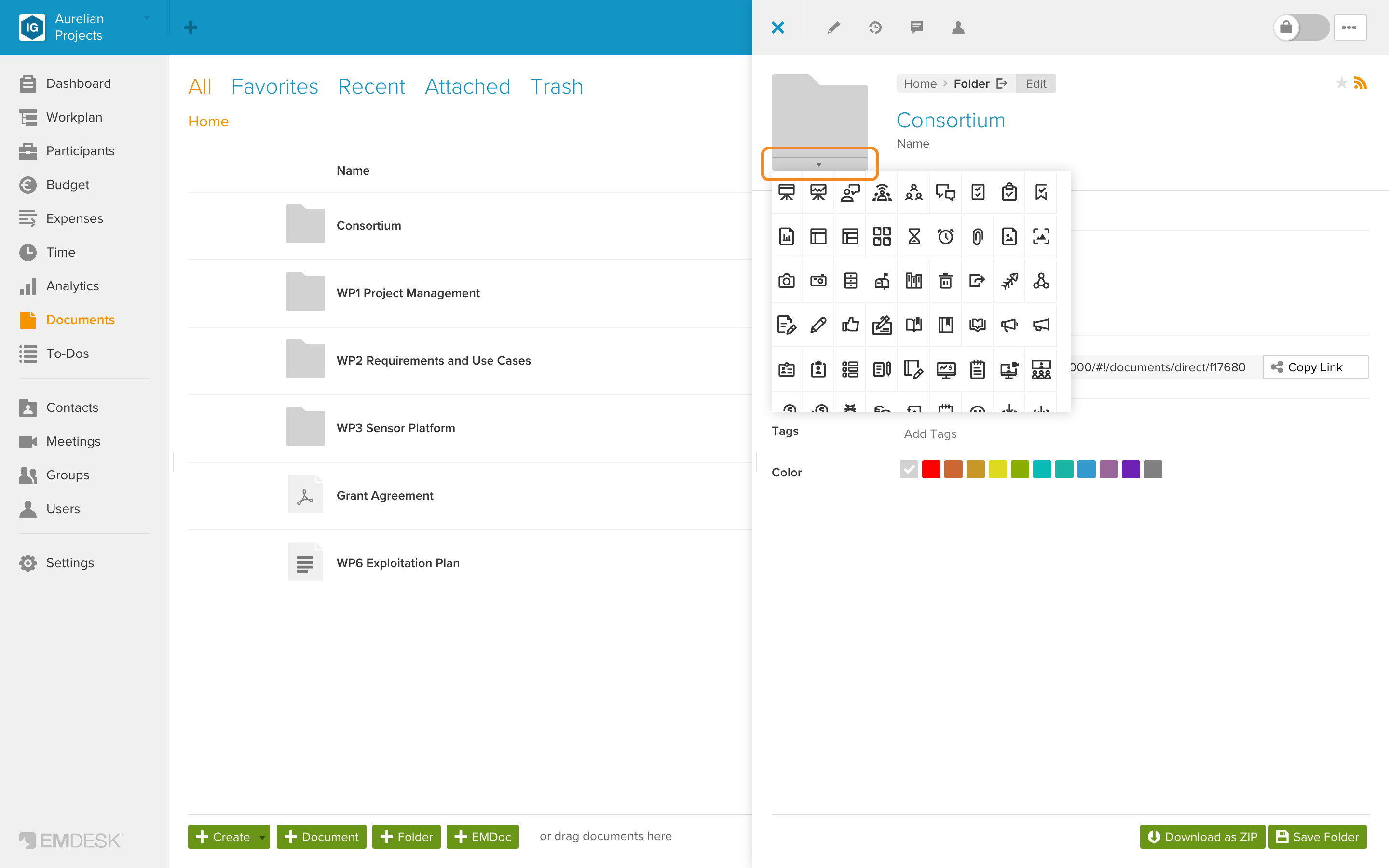 Create and edit folders