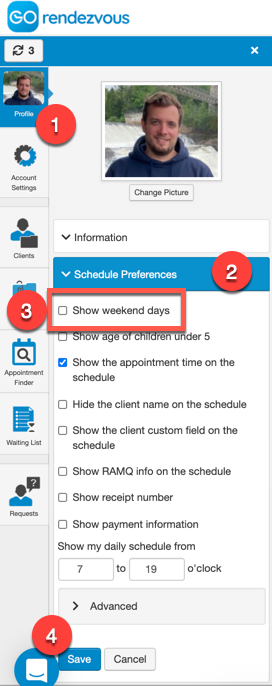Remove Weekends From Schedule Display GOrendezvous Help
