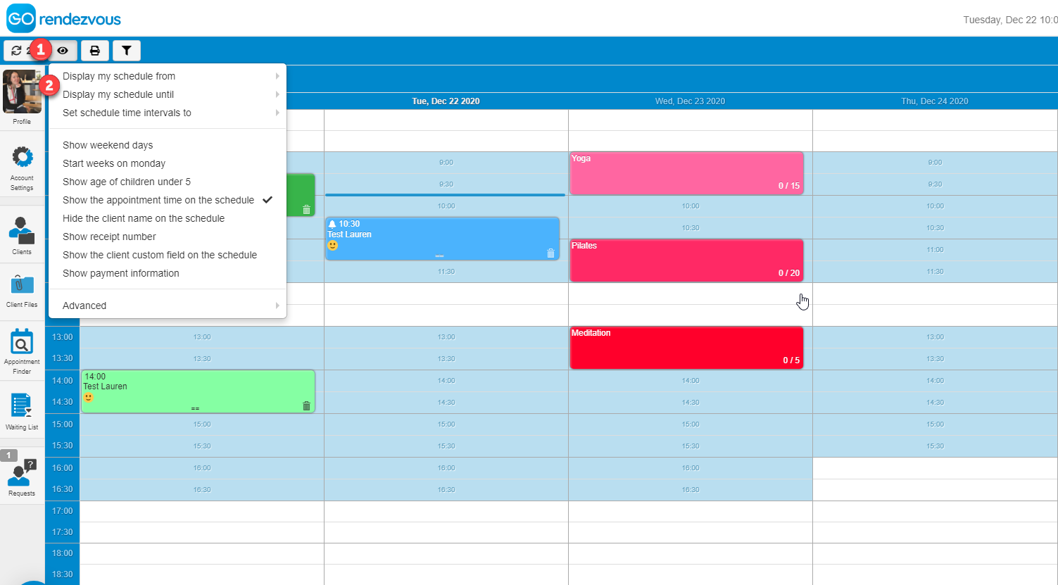 Change The Hours Displayed On My Schedule GOrendezvous Help
