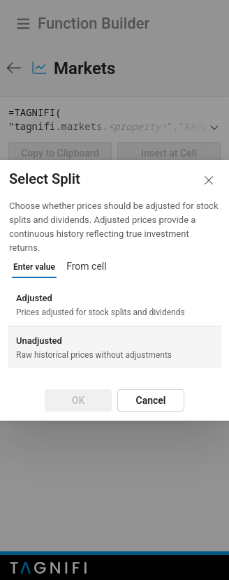 Select field modal with options