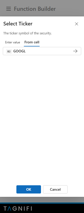Cell reference button with resolved value