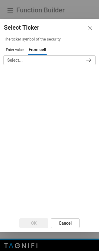 From cell tab with Select button