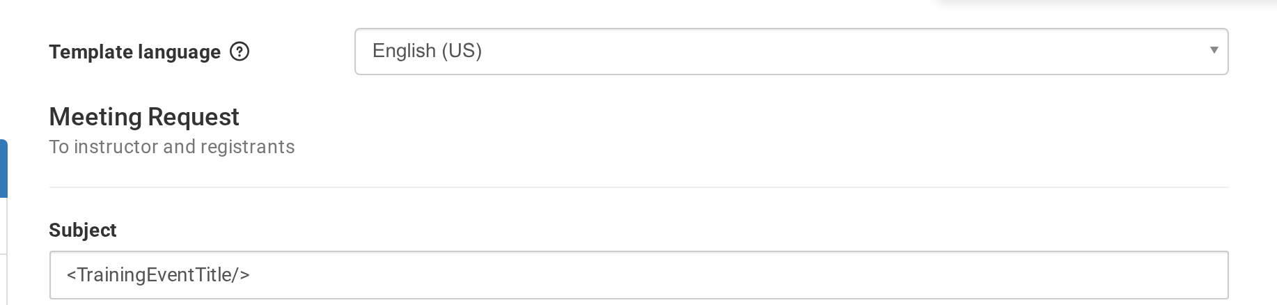 Template language dropdown set to English (US)