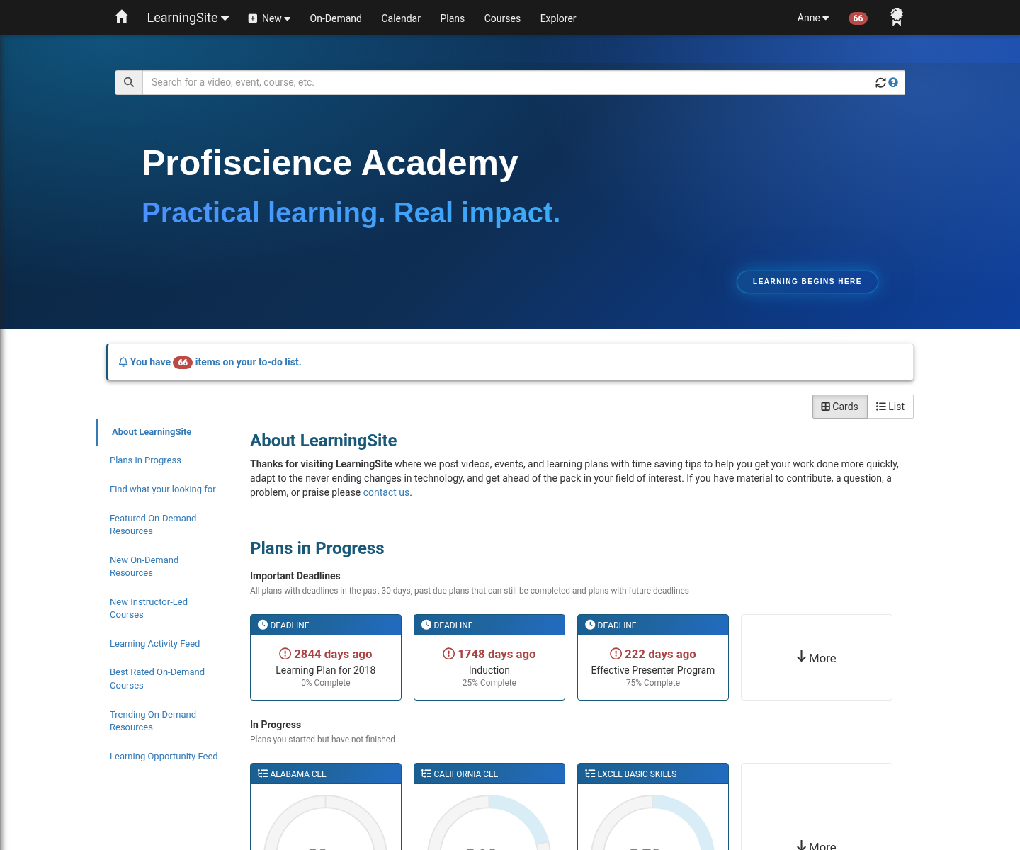 Home page, current design