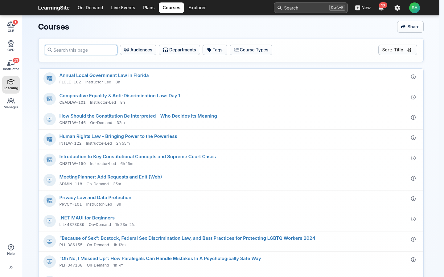 Courses, refreshed design