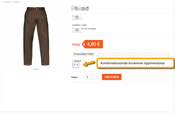 e poe tegemine - kombinatsioonide kuvamisviis