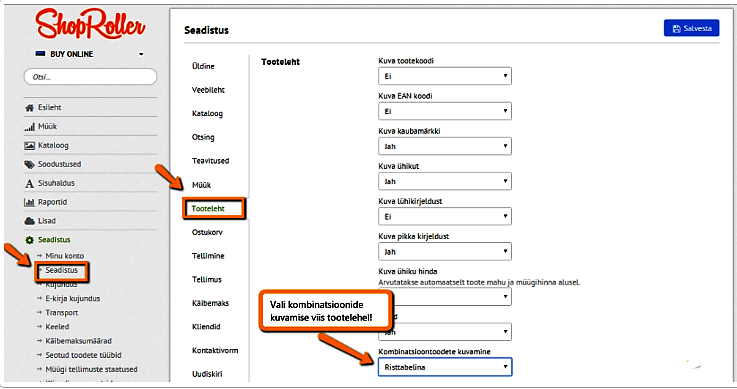 e poe tegemine - kombinatsioonide kuvamisviis