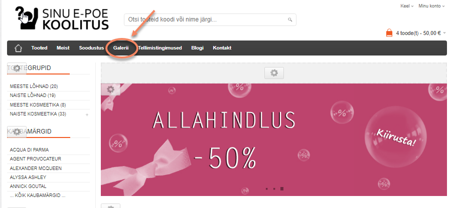 e-poodi galerii lisamine