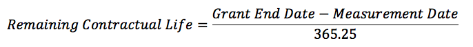 Calculate weighted average remaining life stock options