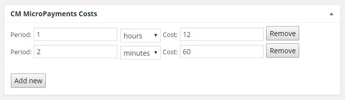 Setting up the cost for subscriptions periods - WordPress Video Lessons Plugin