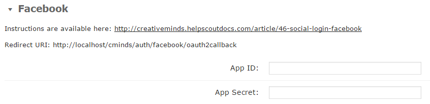 Adding App ID and Secret to the plugin settings