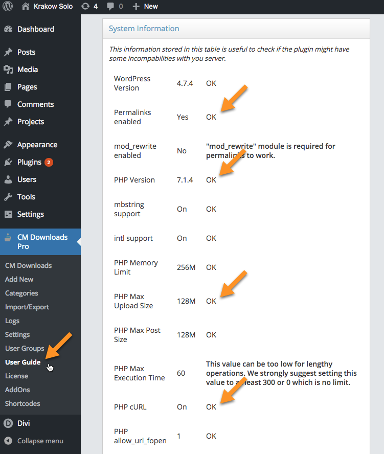 Server Information - WordPress Document Management